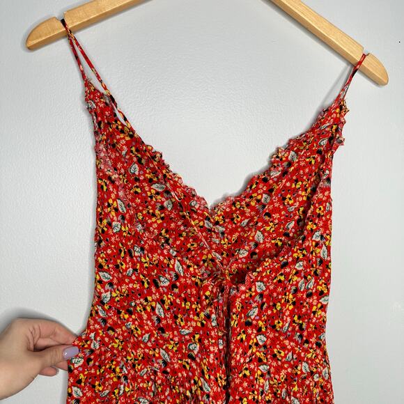 Intimately By Free People Women's Red Floral Tie Back Mini Dress Size M - Picture 6 of 10